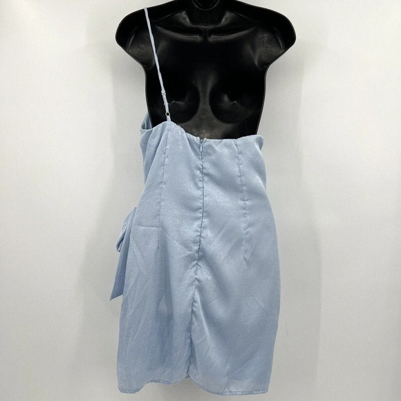 Lucy In‎ The Sky Santorini Satin Wrap Dress One Shoulder Women’s Size Large - Picture 6 of 11